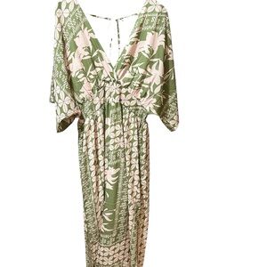 Floral Green and Light Pink Jumpsuit